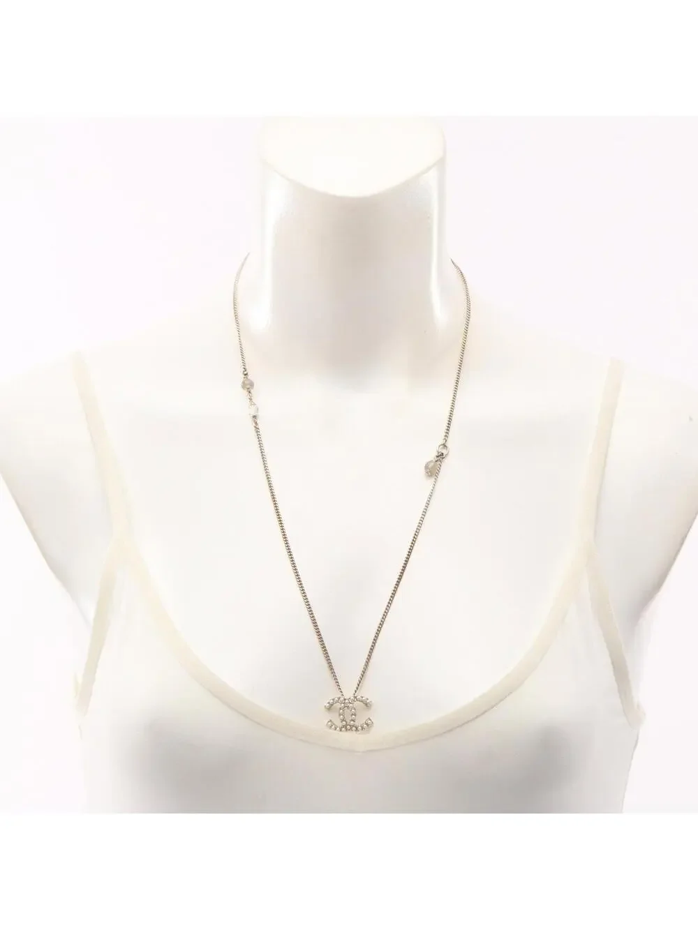 Chanel Cc Logo Pendant Necklace Metal #357813C12B